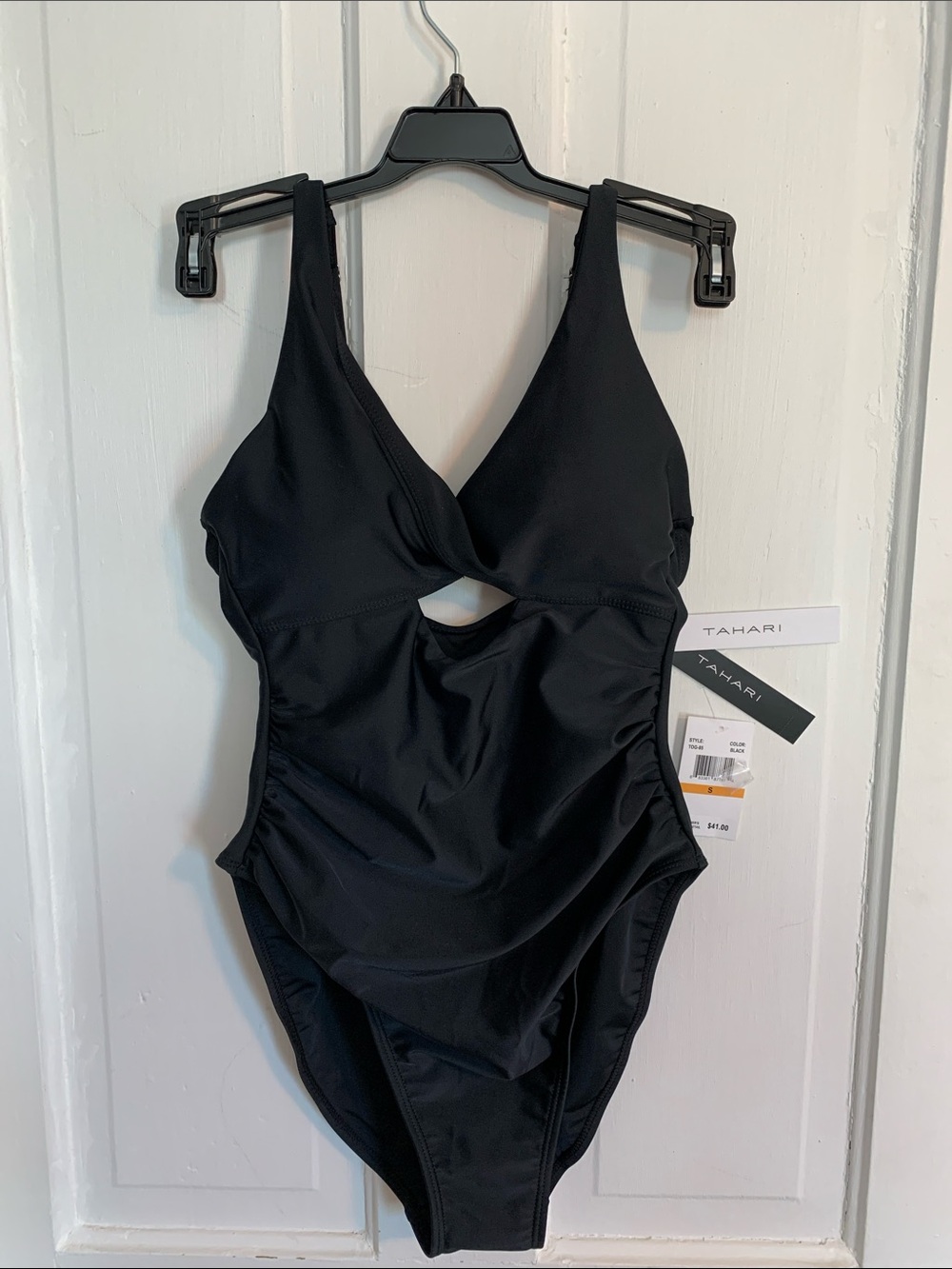 Tahari Black One-Piece Swimsuit with Twist Front Key Hole